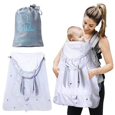 Orzbow All-Season Baby Carrier Cover, Universal Fit, Gray Rabbit | Waterproof & Windproof Infant Carrier Cover with Rain and Sun Hood, Baby Wearing Sling Cover with Pockets for All Season