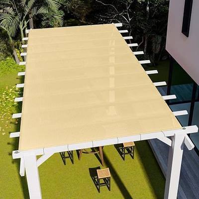 E&K Sunrise 13' x 30' Sun Shade Sail Straight Edge Rectangle Canopy Shade Cover with D-Ring Grommets UV Block for Outdoor Pergola Backyard Garden Patio Deck (Sand)