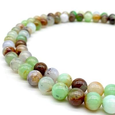 ABCGEMS Queensland Chrysoprase Beads from Australia (Gorgeous Apple-Green Color with Inclusions) Smooth Round 8mm