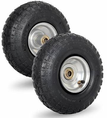 4.10/3.50-4 Pneumatic Tire, 10" Tire and Wheel, 2 Pack, with 2.2" Offset Hub, 5/8" Axle Bore Hole, Sealed Bearings, for Hand Truck Trolley Dolly Cart