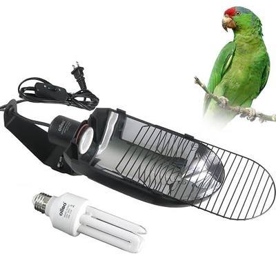 Bird Cage Light Fixture Combo Kit, AvianSun Lamp Hood with 2.4% UVB UVA 20W Compact Fluorescent Bulb for All Kinds Captive Birds