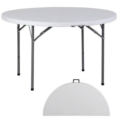 ZenStyle Folding Table, Indoor Outdoor Portable Plastic Dining Card Table Utility Table for Camping Dining Event Party, White (Round, 48"x48")