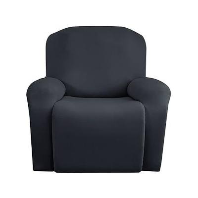Jin Le Recliner Chair Covers Stretch Recliner Cover(Recliner, Drak Gray) 4 PCS Recliner Couch Cover for Large Recliner Soft Spandex with Pocket Elastic Bottom and Ties Furniture Protector for Pet