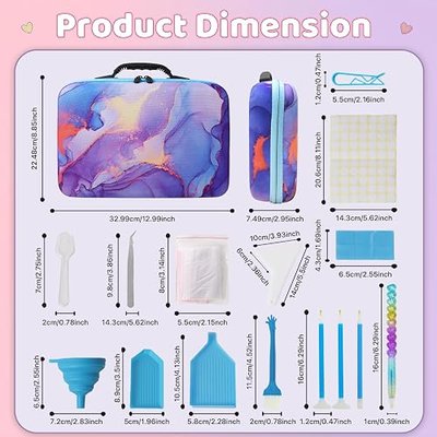 TAVOLOZZA Diamond Art Storage Case, 60 Slots Portable Diamond Painting Kits with Accessories for Craft Rhinestones & Jewelry Beads Organizer Boxes