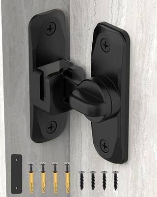 90/180 Degree Barn Door Lock with 2.5mm Spacer, Black, 1 Pack | Zinc alloy flip latch for uneven frames, sliding panels, bathrooms, cabinets and garden gates, spacer and screws included