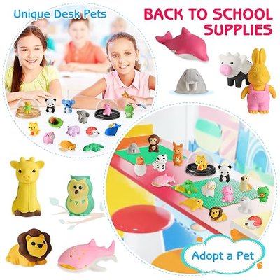 120 PCS Animal Erasers Bulk Mini Pencil Eraser Puzzle Eraser Desk Pets Assembly Puzzle Kids Erasers for Party Favors, Classroom Students Prizes,Carnival Gifts, School Supplies