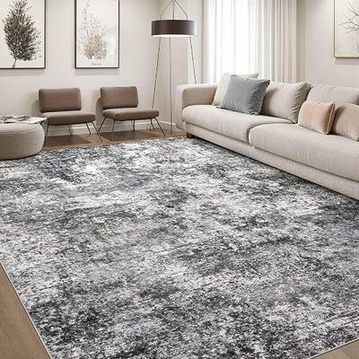 DMOYEST Area Rug Living Room Rugs - 9x12 Large Soft Indoor Neutral Modern Abstract Low Pile Washable Rug Carpet for Bedroom Dining Room Farmhouse Home Office - Grey