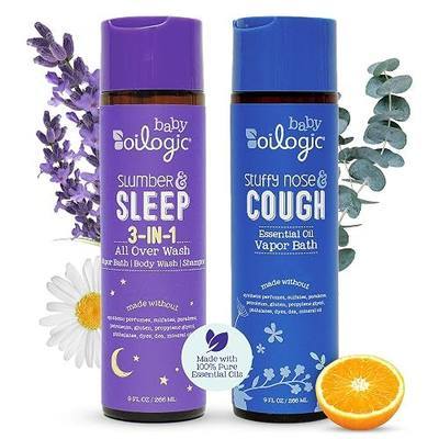 Oilogic Bath Baby Essentials (Slumber & Sleep, Stuffy Nose & Cough) - Gentle Baby All-Over Wash with Essential Oils to Soothe, Calm & Comfort - Pediatrician-Tested & Safe for Babies & Toddlers | Gentle Baby All-Over Wash & Essential Oils Vapor Bath Soothe, Calm & Comfort - Pediatrician-Tested Baby C