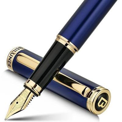 BEILUNER Blue Fountain Pen,Stunning Luxury Pens with 24K Gold Finish, Gorgeous 24K Gilded Nib(Medium), Fancy Pen Gift for Men&Women -Ink Converter-Elegant, Reliable,Nice Pen for Writing