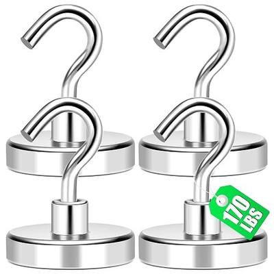 MIKEDE Magnetic Hooks Heavy Duty 170Lbs+ Super Strong Magnet Hook | Cruise Essentials Neodymium Earth Magnets with Hook for Hanging Magnetic Hanger for Fridge Toolbox Storage - 4 Pack
