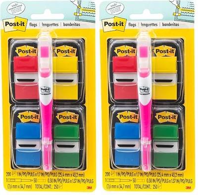 Post-it Flags Value Pack, 50/Dispenser, 4 Dispensers/Pack, 1 in Wide, Assorted Colors, Includes Free Flags + Highlighter (680-RYBGVA) (Pack of 2)