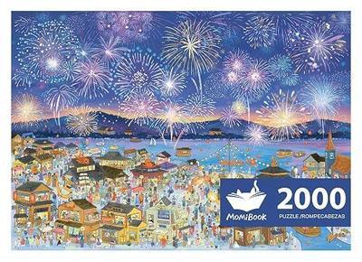 MOMIBOOK 2000 Piece Puzzle for Adults Jigsaw Puzzles, Painting Image, Hard | Fireworks Night Tour, Colorful Powder, Fireworks New Years Puzzles, Unique Party Christmas Birthday Gifts, Wall Decor