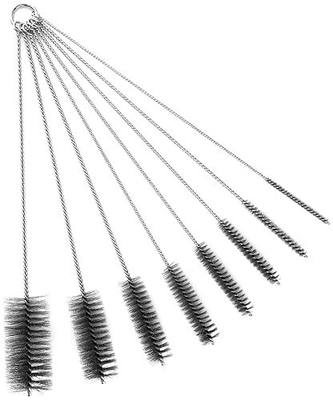 16 Inch Extra Long Pipe Cleaning Brush Set Stainless Steel Bristles, Stainless Steel Pipe Brush Steel Bottle Brush 8 Piece Variety Pack for Auto Parts, Bottles,Tubes, Etc.