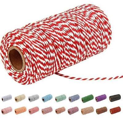 Twine String,328Ft twine rope,2mm Twine for Crafts, Art, Gardening Plants, Gift Wrapping,Home Wedding Christmas Decor(Red white)