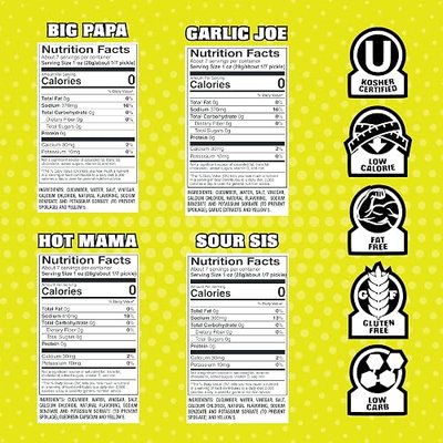 Van Holten's Charismatic Characters Pickle Gift Box, Assorted Dill, 4 Pack | Charismatic Characters jumbo pickle gift box in resealable pouches, shelf-stable, gluten free, individually wrapped