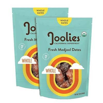 Joolies Organic Whole Medjool Dates | 12 Ounce Pouch | Pack of 2 | Fresh California Grown Fruit | Vegan, Gluten-Free, Paleo, No Sugar Added | Great Source of Fiber & Antioxidants