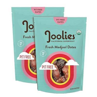 Joolies Organic Pit-Free Medjool Dates | 9 Ounce Pouch | Pack of 2 | Fresh California Grown Fruit | Vegan, Gluten-Free, Paleo, No Sugar Added | Great Source of Fiber & Antioxidants