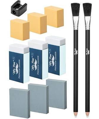 Mr. Pen- Art Eraser Set, 12 pcs, Artist Pencil Erasers | Drawing Supplies Kit, Dual-Ended Eraser Pencils with Cleaning Brush, Kneaded, Soft and Hard Erasers, Sharpener for Sketching