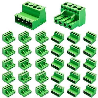 15pairs 4 Pin 5.08mm Pitch PCB Mount Screw,15Pcs 4Pin Phoenix Type Connector PCB Mount Screw Terminal Block Connector with 15Pcs 4 Pin Plug