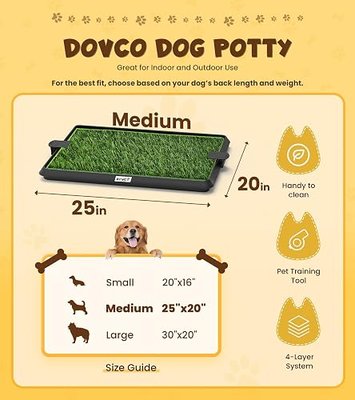 Super Absorbent Dog Grass Pad with Tray, 4-Layer Guard to Stop Leakage/Stink/Mess for Puppy Health, Reusable Washable Pee Pads for Dogs, Potty Training Dog Litter Box for Indoor Outdoor, 20"*25"