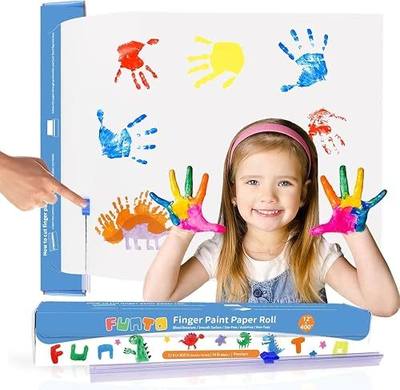 Funto Finger Paint Paper Roll, 12"x400", Size-Free,White, Large Paint Sheet for Toddlers, Art Pad for Kids, Paper for Painting, Easy to Cut