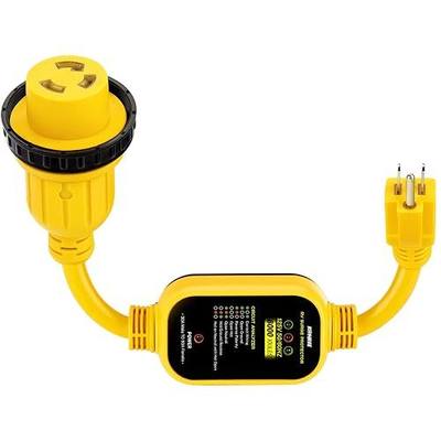 Kohree 30 Amp to 110V RV Adapter with Surge Protection, 8000 Joules 15 Amp to 30 Amp RV Power Adapter 21'' with Twist Lock, Circuit Analyzer w/LED Indicators, for Camper Travel Trailer
