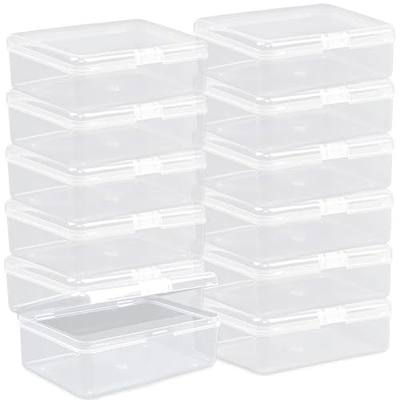 Clear Plastic Mini Storage Containers Box - Empty Plastic Bead Containers with Lids - Hinged Lid for Beads, Earplugs, Pins, Small Items - 12 Pack (5.6 x 4.1 x 1.9 inch)