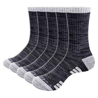 YUEDGE Mens Socks Moisture Wicking Cushioned Anti-Odor Work Socks Thick Casual Cotton Crew Socks For Men, 5 Pairs