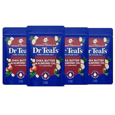 Dr Teal's Epsom Salt Magnesium Soak, Shea Butter & Almond, 3 lbs (Pack of 4)