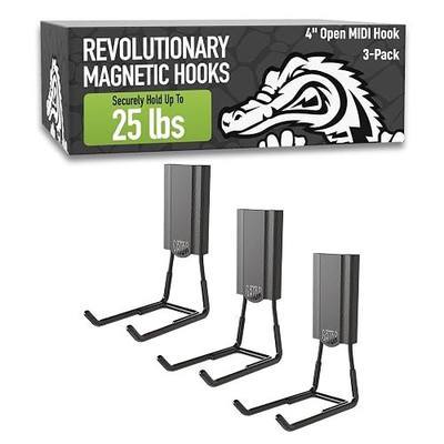 GATOR MAGNETICS MIDI 4 in Open Hooks, 25 lb Heavy Duty Magnetic Hooks for Steel Surfaces, Patented Easy-Release, Non-Slip Grip – Storage & Organization, Garage, Shed, Home, Cleaning Tools - 3 Pack