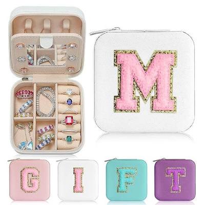 Parima Gifts for Women - Birthday Gift for Women, Travel Jewelry Case, Initial Jewelry Boxes, Travel Gifts for Womens Girl, Ring, Necklace, Earring Organizer Box - Initial M White