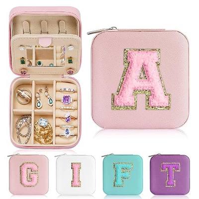 Parima Gifts for Kids Girls - Girl Gifts, 6 7 8 9 10 11 12 13 14 Year Old,Gift for Teens Kids Daughter Sister Birthday Gift, Travel Jewelry Case Small Jewelry Box | Letter A, White