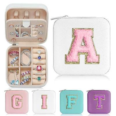 Parima Travel Jewelry Case for Women Girls, H Initial Jewelry Boxes | Small Jewelry Box Organizer | Jewelry Box for Women | Travel Gifts for Girls - Letter A, Blue