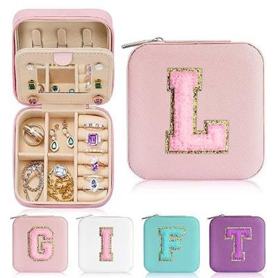 Parima Women's Mini Jewelry Case - L Initial, Pink - Perfect for Travel, Gifts