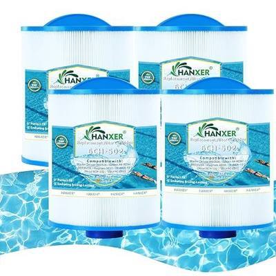 HANXER® PAS50SV-F2M Spa Filter Cartridge Replaces for Unicel 6CH-502, Filbur FC-0311, PAS502SV, AK-90161, PAS50, M60506, XLS-604, 60506 Hot Tub Filter, 50 sq.ft Artesian Spas, 4 Pack