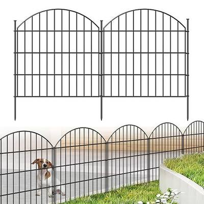 Metal Garden Fence 28 in x 11.7 ft, Dog Fence Outdoor for Yard | 5 Panels, Garden Fencing for Backyard & Flower Beds, No Dig Fence Panels with Stakes, Portable Animal Barrier, Outside Black