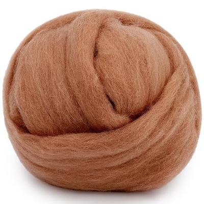Mayboos 1.76oz Oak Brown Natural Wool Roving, Needle Felting Wool | Wool for Needle Felting for Wet /Dry Felting Handcrafts and Spinning