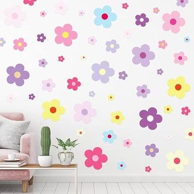 TaoBary 288 Pcs Y2k Cute Flowers Wall Sticker Colorful Floral Wall Decal Vinyl Peel and Stick Preppy Hippie Stickers Aesthetic Flowers Decor for Nursery Bedroom(9.1 x 11.4 Inch,Lovely Colors)