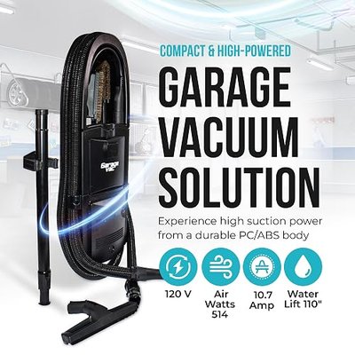 Wall Mounted Garage Vacuum System – InterVac GarageVac Built-in Central Vacuum for Workshop, RV, Boat, Utility Room, Compact Wall Mount Cleaner, Made in USA