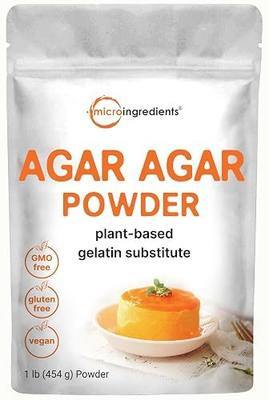 Agar Agar Powder, 1lb (16oz) | Planted-Based Source from Red Algae | Unflavored Thickening Agent for Cooking & Baking | Vegan Substitute for Beef Gelatin | Non-GMO, Vegan Friendly