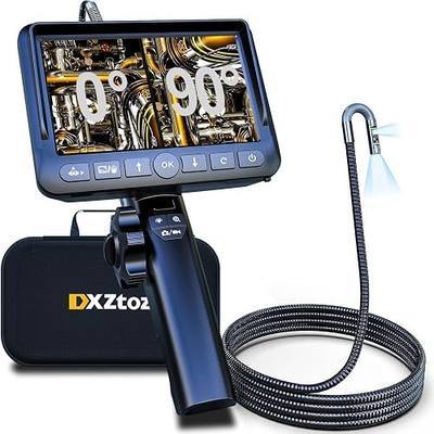 DXZtoz Dual-Lens Articulating Borescope with Light, 5-inch Engine Endoscope Inspection Camera with Articulated Snake Camera, 1080P Videoscope for Automotive Home Mechanics-5FT