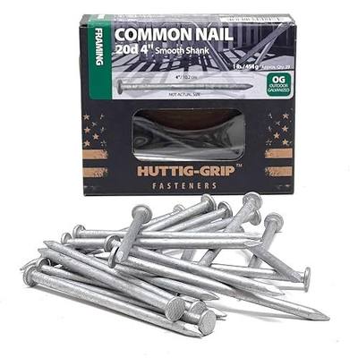 Huttig-Grip 4 in Framing Common Nail 20d Size, Outdoor Galvanized Finish, 1 lb Pack of 29 Nails