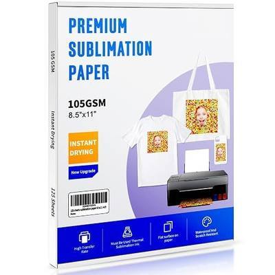 Sublimation Paper 8.5 x 11 inches - 125 Sheets 105gsm Compatible with Any Inkjet Printer For DIY Unique Holiday Birthdays Gifts