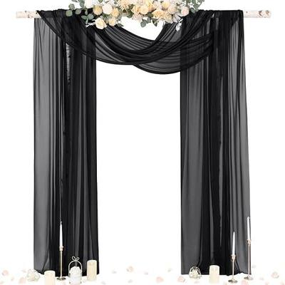 Wedding Arch Draping Fabric Sheer Curtain Drapes Birthday Party Home Decor | Black Gothic 29" x 20FT 1 Panel Outdoor Drapes Extra Long for Bridal Baby Shower Ceremony Decor
