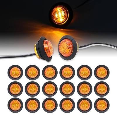 20 Pcs of 1-1/4 Inch Amber LED Clearance Side Marker Lights 6 LED Bullet Marker Trailer Lights Universal Fit RV Truck Pickup Van Peterbilts Style 12V DC