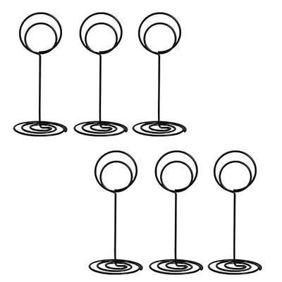 Table Number Holders, Simple Sign Stand Place Card Holder, Delicate Name Reusable Picture Memo Note Holder for Wedding Birthday Party Restaurant (6pcs, Black)