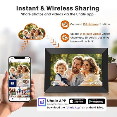 Uhale Digital Picture Frame WiFi 10.1 Inch, Electronic Photo Frames 1280 x 800 HD IPS Touch Screen, Auto Rotate, Slideshow, Share Photos/Videos from Phone Instantly