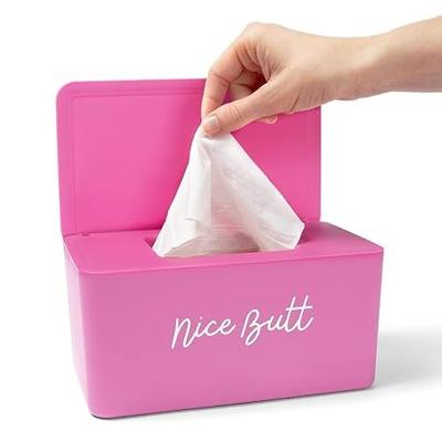 Rowdy Rocket Wipes Dispenser for Babies, Kids & Adults - Colorful Wipes Container - Large Capacity Plastic Baby Wipe Holder for 100 Wipes - Baby Wipe Container (Pink Nice)
