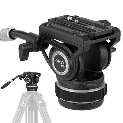 Cayer K10 Pro Heavy Duty Fluid Head, 75mm Base Adjustable Pan Drag 22 Lb | Metal Housing, Telescopic Handle, Smooth Drag Control, Dual-Mode Compatible Mount, for DSLR Camcorder