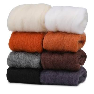 Wonvoc Needle Felting Wool 2.82 OZ, 8 Colors Wool Roving, Winter Dunes | 10g per Color, Felting Wool Bulk, Wool Roving for Needle Felting, for DIY Craft Materials, White, Black, Brown